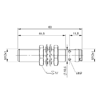 DPI M12 PNP NO P6mm quasi noyé lg60(45)mm Laiton 10-30Vdc / M12 4P-Lire la description