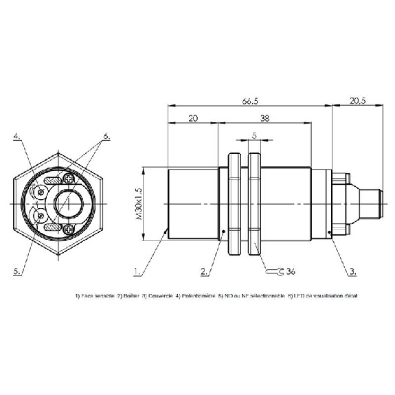 DPC M30 PNP NO/NF P30mm non noyé lg87(38)mm Plast. / M12 4P-Lire la description