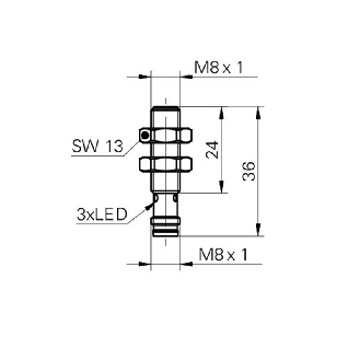 DPI M08 NPN NF P2mm noyé lg36(24)mm 10-30Vdc / M08 3P-Lire la description