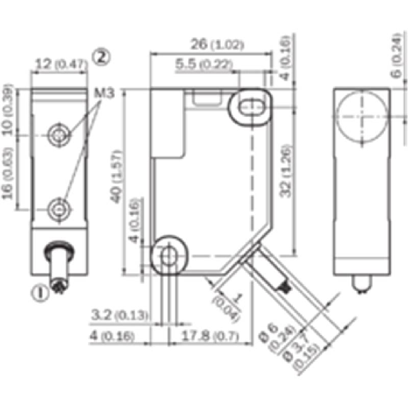 DPI Rect. PNP NO P4mm noyé 12x40x26mm Plast. 10-30Vdc / Câble 2m PVC DPI Rect. PNP NO P4mm noyé 12x40x26mm Plast. 10-30Vdc / Câble 2m PVC-Lire la description