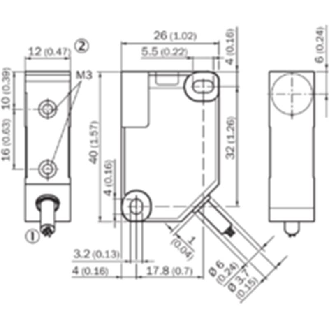 DPI Rect. PNP NO P4mm noyé 12x40x26mm Plast. 10-30Vdc / Câble 2m PVC-Lire la description