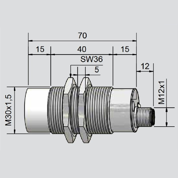 DPC M30 PNP NO+NF P15mm non noyé 70(40)mm Laiton 10-35Vdc / M12 4P-Lire la description