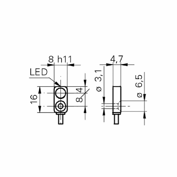 DPI Rect. PNP NO P2mm noyé 8x4,7x16mm 10-30Vdc / Câble 2m-Lire la description