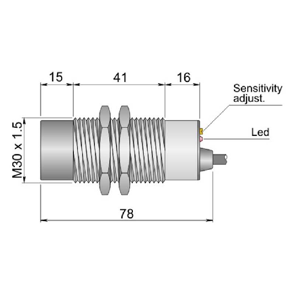DPC M30 PNP NO+NF P25mm non noyé lg78(41)mm / Câble 3m PVC-Lire la description