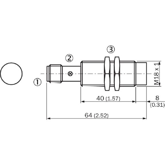 DPI M18 PNP NO P12mm non noyé lg64(40)mm Laiton 10-30Vdc / M12 4P-Lire la description