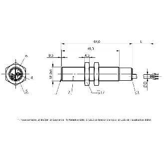 DPC M12 PNP NO P4mm noyé lg61(49)mm Inox / Câble 2m PUR-Lire la description