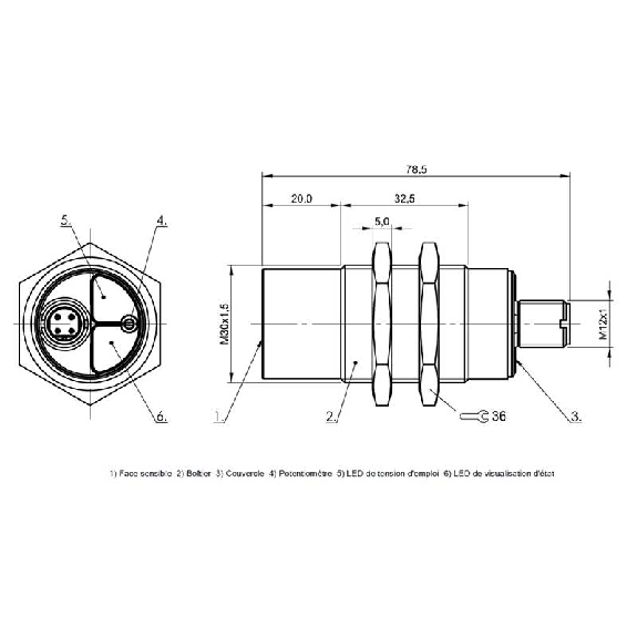 DPC M30 PNP NO P25mm non noyé lg78,5(32,5)mm Inox 10-30Vdc / M12 4P-Lire la description