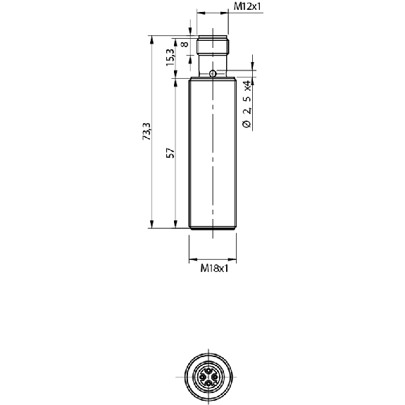 DPI M18 2 fils AC NC P5mm noyé / M12 4P-Lire la description