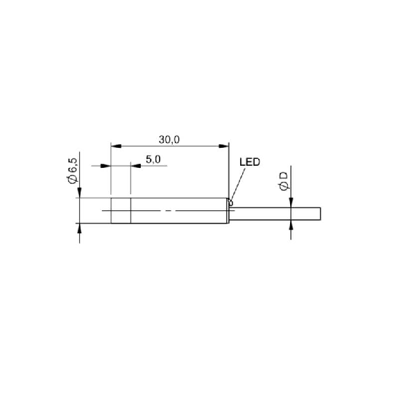 DPI D6,5 NPN NO P4mm non noyé lg30mm 10-30Vdc / Câble 2m PUR-Lire la description