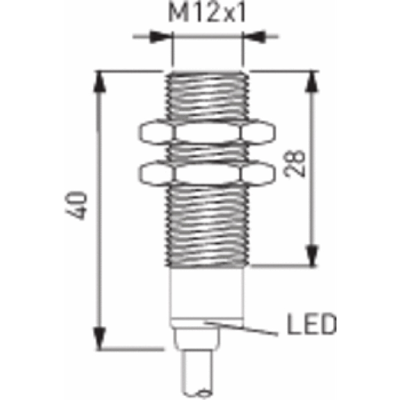 DPI M12 2 fils NAMUR P2mm noyé 40(28)mm Inox / Câble 2m-Lire la description