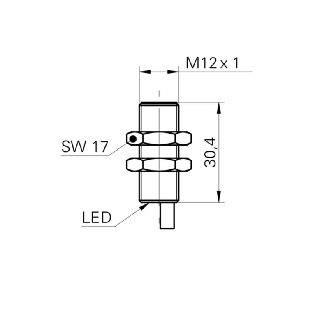DPI M12 NPN NF P4mm noyé lg30mm Laiton 10-30Vdc / Câble 2m-Lire la description