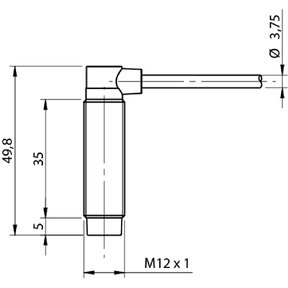 DPI M12 NPN NF P4mm non noyé 49.8(35)mm Laiton 10-30Vdc Câble 2m PVC-Lire la description