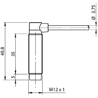 DPI M12 NPN NF P4mm non noyé 49.8(35)mm Laiton 10-30Vdc Câble 2m PVC-Lire la description