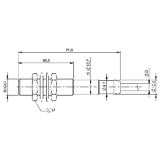DPI HT M12 PNP NO P2mm noyé lg75mm -25/+120°C / Câble 5m silicone-Lire la description