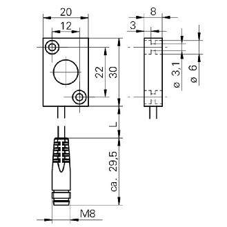 DPI Rect. ANA 0-10Vdc P0-2mm noyé 35x20x12mm 15-30Vdc / M08 3P+C-Lire la description