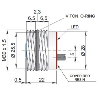 DPI HT M30 PNP NO P3,4mm noyé 22(13.5)mm Laiton +120°C Câble 2m-Lire la description