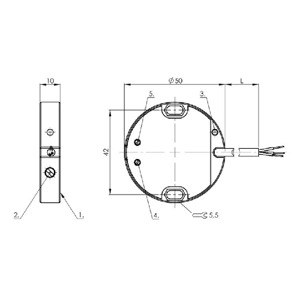 DPC D50 PNP/NPN NO/NF P2-25mm noyé Ø50x10mm Plast. / Câble 2m-Lire la description