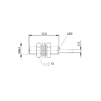 DPI M08 PNP P2mm noyé lg30mm Inox 10-30Vdc / Câble 5m PUR-Lire la description