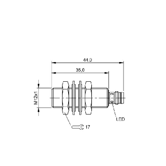 DPI M12 PNP NF P4mm noyé lg45(35)mm Laiton 10-30Vdc / M08 3P-Lire la description