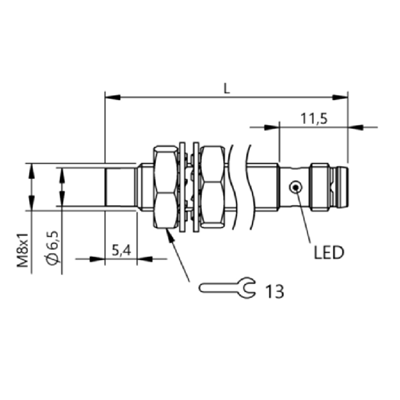 DPI M08 PNP NO P4mm non noyé 30(13,4)mm Inox 10-30Vdc / M08 3P-Lire la description