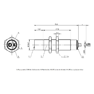 DPC M18 PNP NO P15mm non noyé lg47(75)mm / Câble 2m PUR-Lire la description