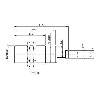 DPI HT M30 PNP NO+NF P10mm noyé lg71.5mm +120°C / Câble 5m silicone-Lire la description