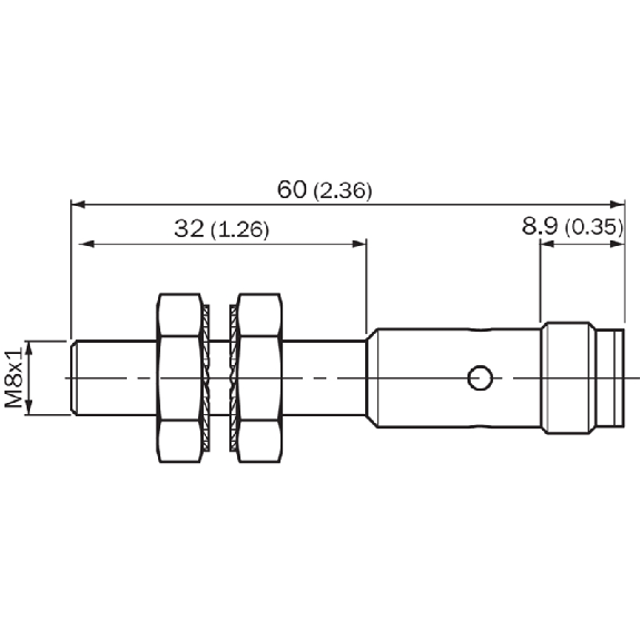 DPI M08 NPN NO+NF P2mm noyé IO-Link 50(38)mm Inox V2A +100°C / M12 4P-Lire la description