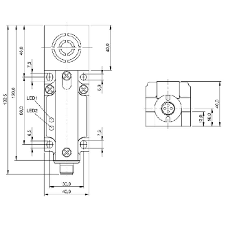 DPI Rect. PNP NO+NF P15mm noyé 40x40x132.5mm / M12 4P-Lire la description