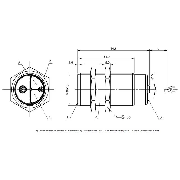 DPC M30 NPN NO P15mm noyé lg65,5mm Inox / Câble 2m PUR-Lire la description