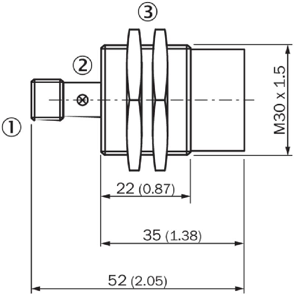 DPI M30 PNP NO P20mm non noyé lg52(22)mm Laiton 10-30Vdc / M12 4P-Lire la description