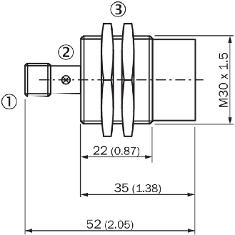 DPI M30 PNP NO P20mm non noyé lg52(22)mm Laiton 10-30Vdc / M12 4P-Lire la description