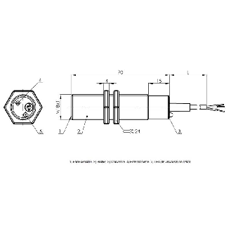 DPC M18 ANA P0-8mm noyé 4-20mA lg70(55)mm Inox / Câble 2m PVC-Lire la description
