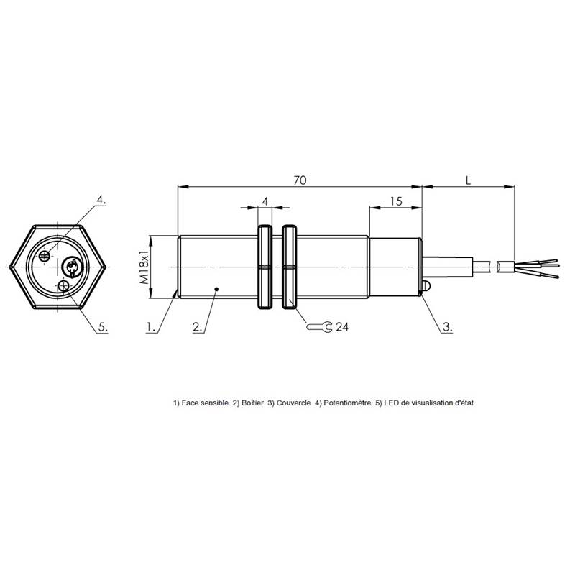 DPC M18 ANA P0-8mm noyé 4-20mA lg70(55)mm Inox / Câble 2m PVC DPC M18 ANA P0-8mm noyé 4-20mA lg70(55)mm Inox / Câble 2m PVC-Lire la description