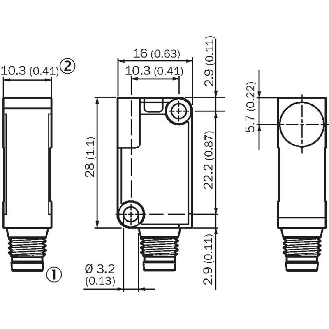 DPI Rect. PNP NF P3mm noyé 10x28x16mm Plast. 10-30Vdc / M08 3P-Lire la description