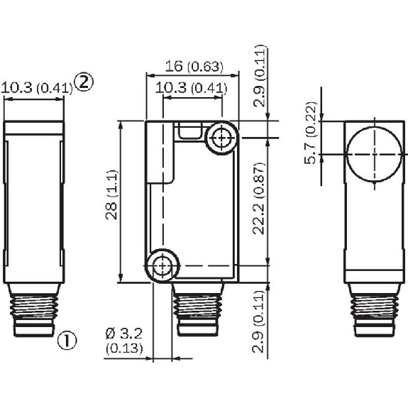DPI Rect. PNP NF P3mm noyé 10x28x16mm Plast. 10-30Vdc / M08 3P-Lire la description