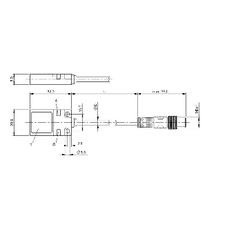 DPI Rect. PNP NO P7mm noyé 20x8x32mm 10-30Vdc / M08 3P+C0.3m-Lire la description