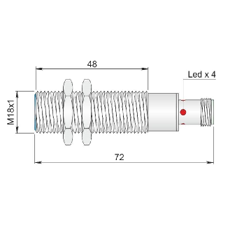 DPI M18 2 fils AC NO P5mm noyé lg71(48)mm 20-250VAC / M12 4P-Lire la description
