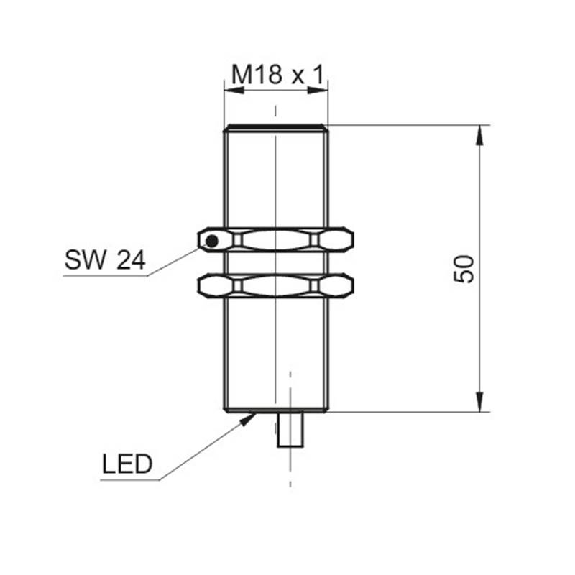 DPI M18 NPN NF P10mm noyé lg50mm 12-30Vdc -40…+80°C / Câble 2m PUR-Lire la description