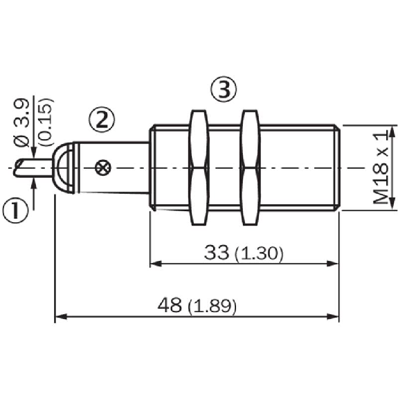 DPI M18 NPN NO P5mm noyé lg48(33)mm Laiton 10-30Vdc / Câble 2m PVC-Lire la description