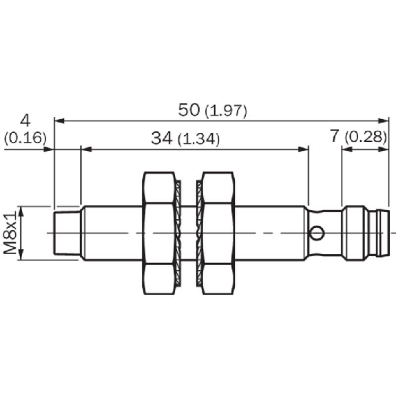 DPI M08 PNP NO P4mm non noyé IO-Link 50(34)mm Inox V2A +100°C M08 3P-Lire la description