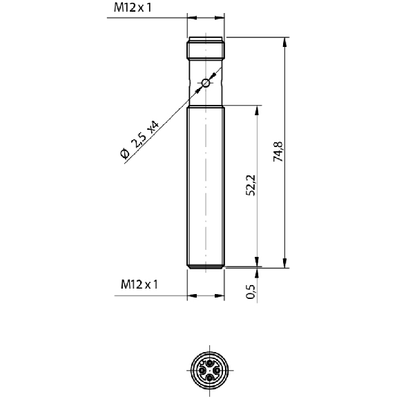 DPI M12 2 fils DC NO P2mm noyé 74,8(52,2)mm Laiton 10-30Vdc M12 4P DPI M12 2 fils DC NO P2mm noyé 74,8(52,2)mm Laiton 10-30Vdc M12 4P-Lire la description