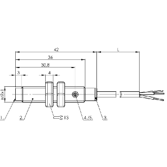 DPC M08 PNP NO P3mm non noyé lg42(33)mm Inox 11-30Vdc / Câble 2m PUR-Lire la description