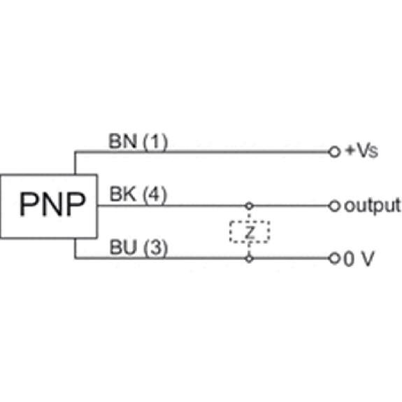 DPI M12 PNP NF P4mm noyé lg50(35)mm Laiton 10-30Vdc / M12 4P-Lire la description