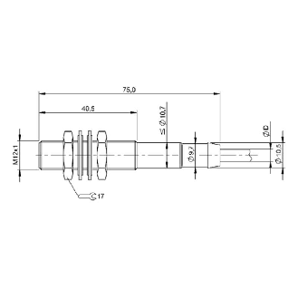 DPI HT M12 PNP NO P2mm noyé lg75mm -25/+120°C / Câble 3m silicone-Lire la description