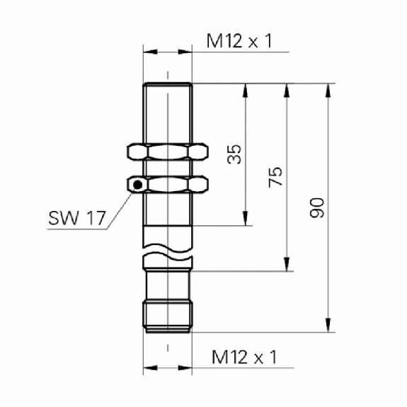 DPI M12 4-20mA PNP P0-3mm quasi-noyé lg90mm 15-30Vdc / M12 4P-Lire la description