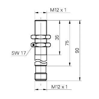 DPI M12 4-20mA PNP P0-3mm quasi-noyé lg90mm 15-30Vdc / M12 4P-Lire la description