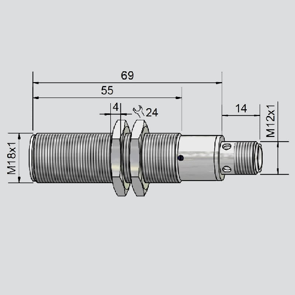DPC M18 PNP NO+NF P5mm noyé 69(55)mm Laiton 10-35Vdc / M12 4P DPC M18 PNP NO+NF P5mm noyé 69(55)mm Laiton 10-35Vdc / M12 4P-Lire la description