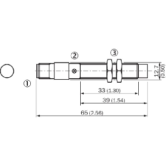 DPI M12 PNP NO+NF P4mm non noyé lg65(33)mm Laiton 10-30Vdc / M12 4P-Lire la description