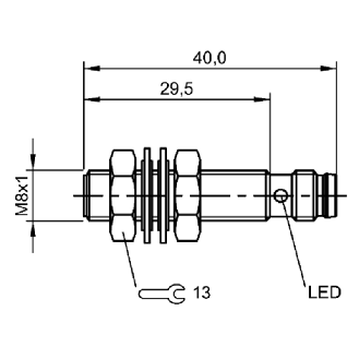 DPI M08 PNP NF P1,5mm noyé lg40(29,5)mm Inox 10-30Vdc / M08 3P-Lire la description