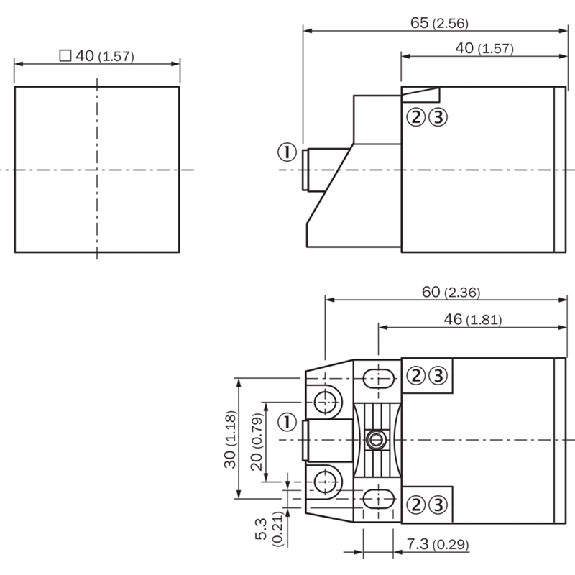 DPI Rect. PNP NO P20mm noyé F1 40x40x65mm PBT / M12 4P-Lire la description